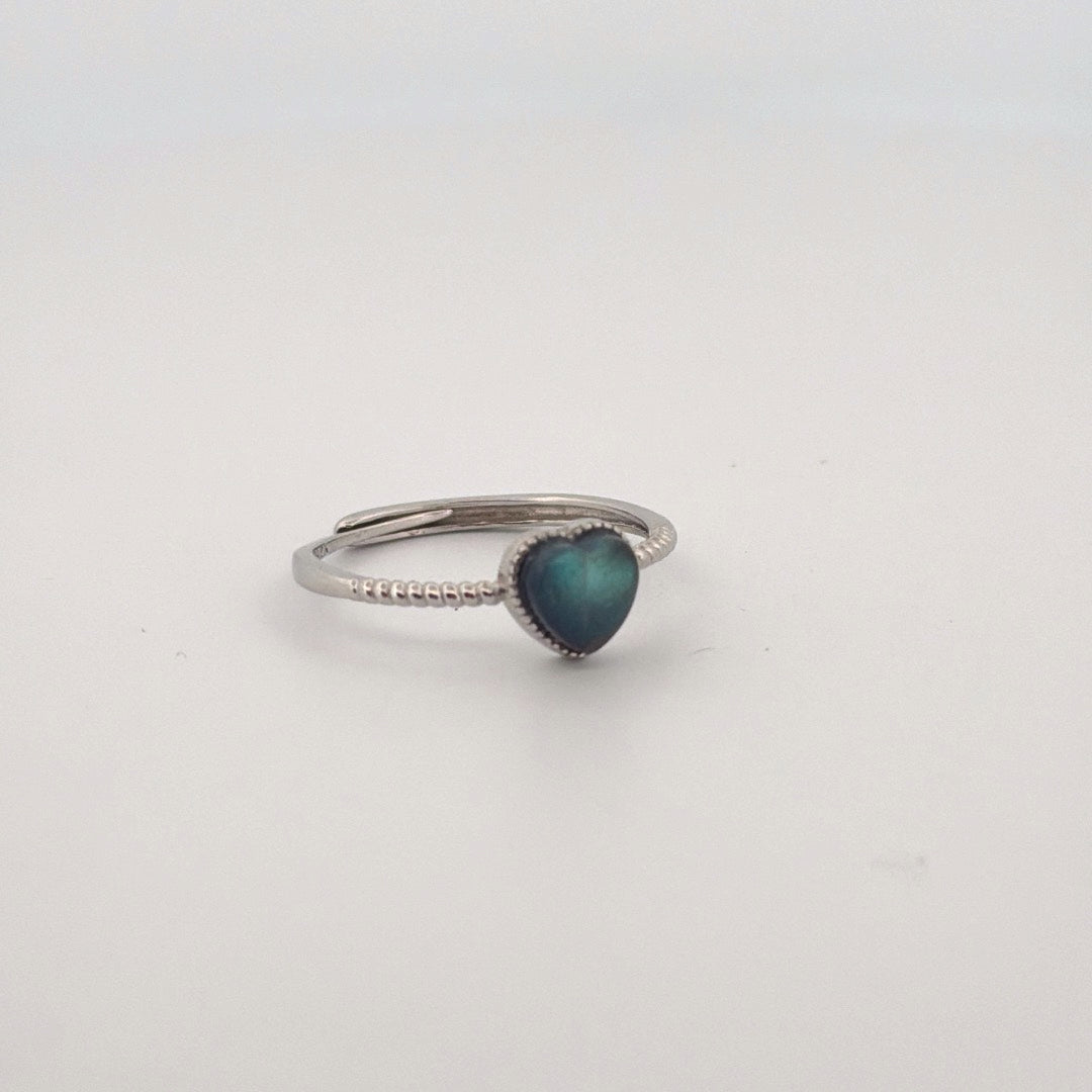 Labradorite Heart S925 Adjustable Ring