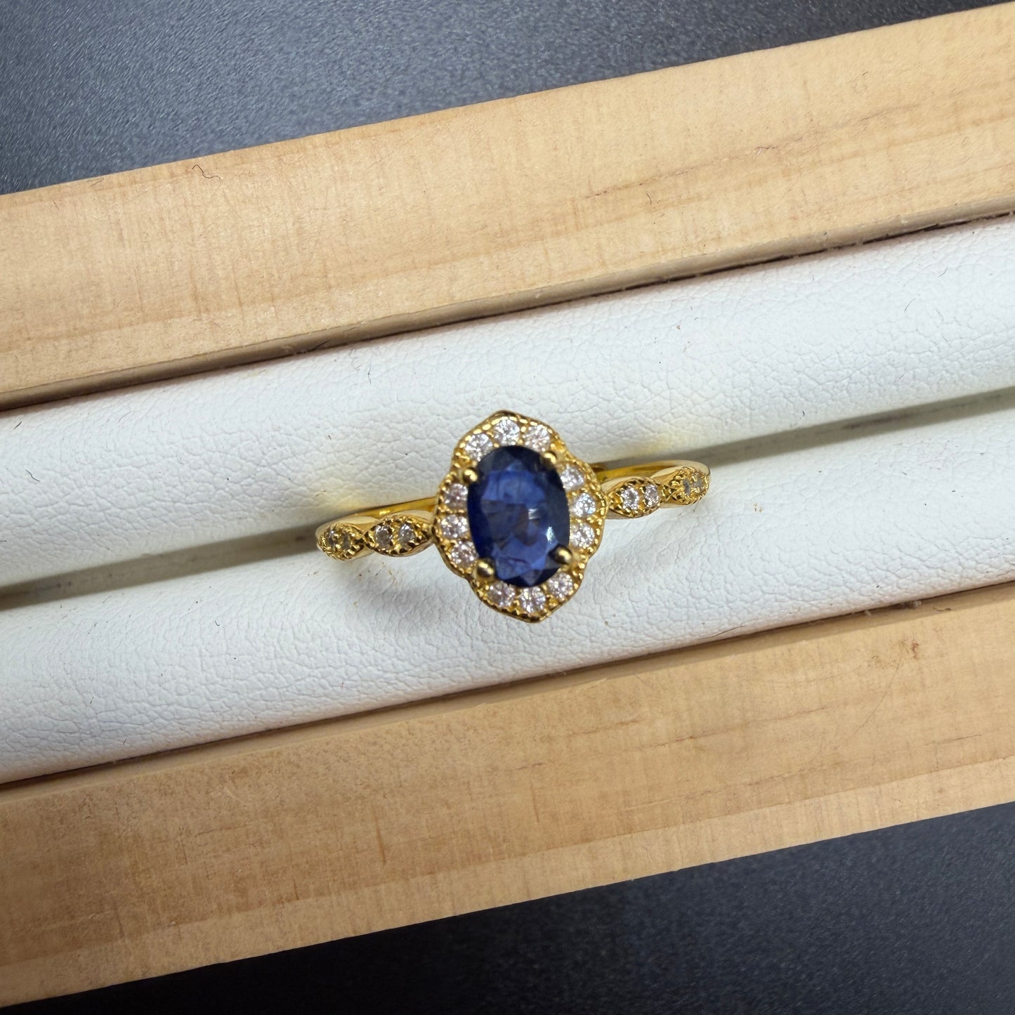 Sapphire Gold S925 Certified Adjustable Ring