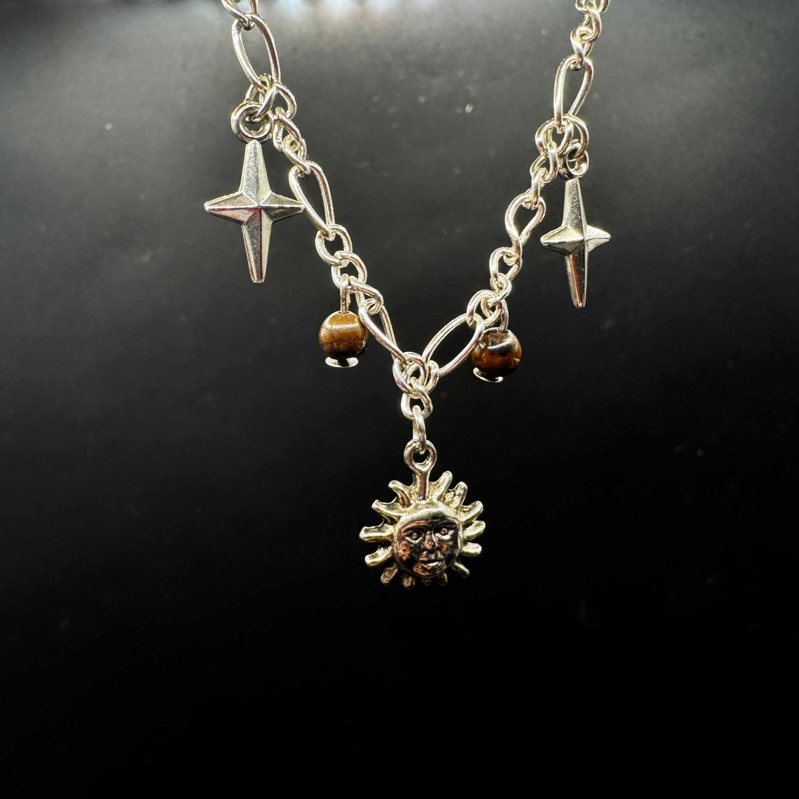 Handmade Sun & Stars Tigers Eye Choker