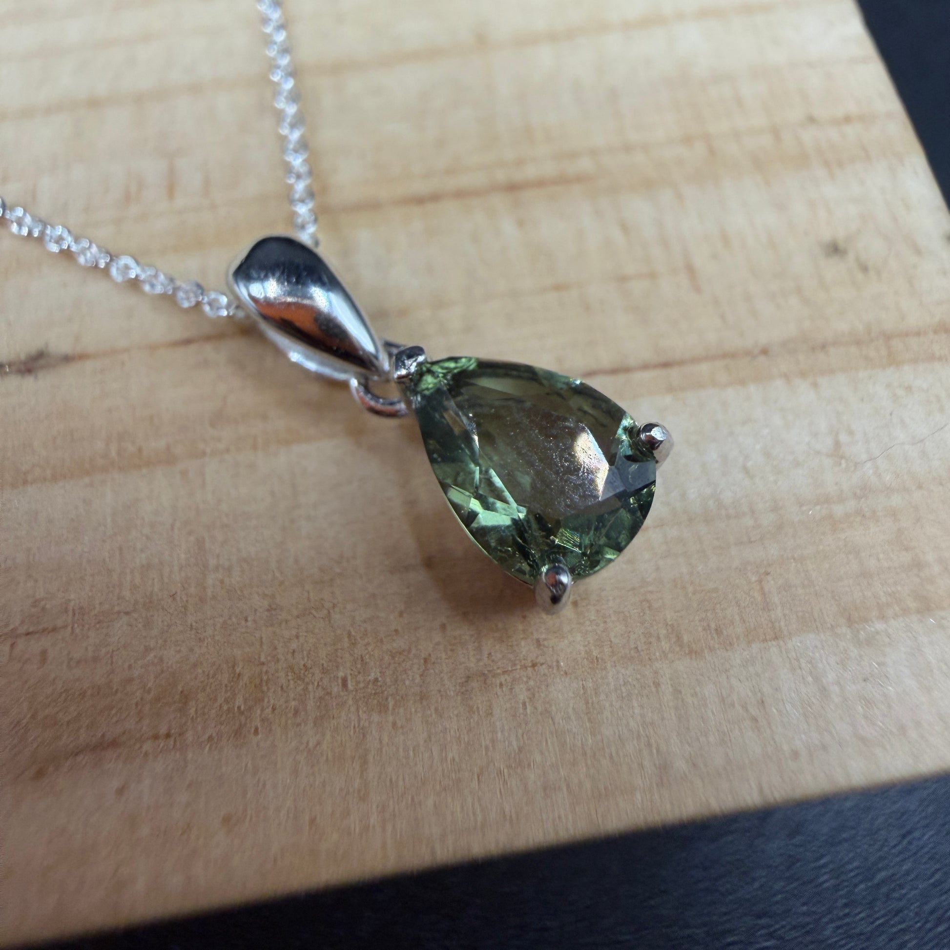 Moldavite Teardrop Certified S925 Necklace