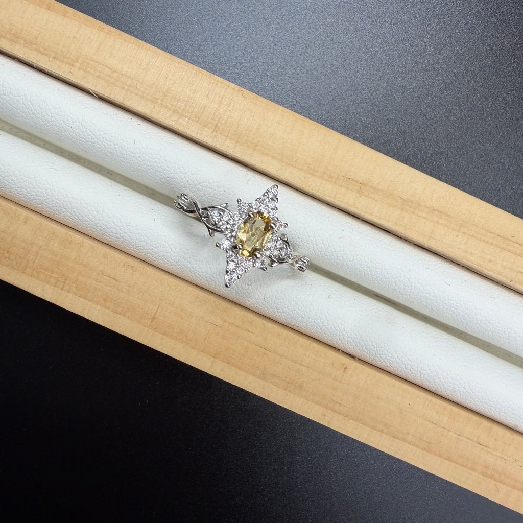 Citrine Star S925 Adjustable Ring