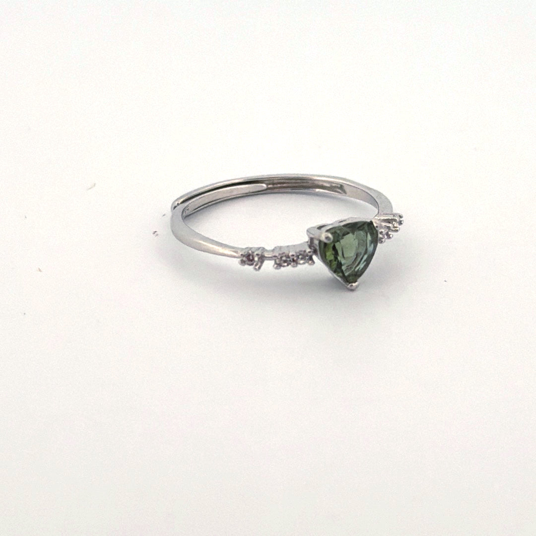 Moldavite S925 Adjustable Certified Ring