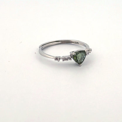 Moldavite S925 Adjustable Certified Ring