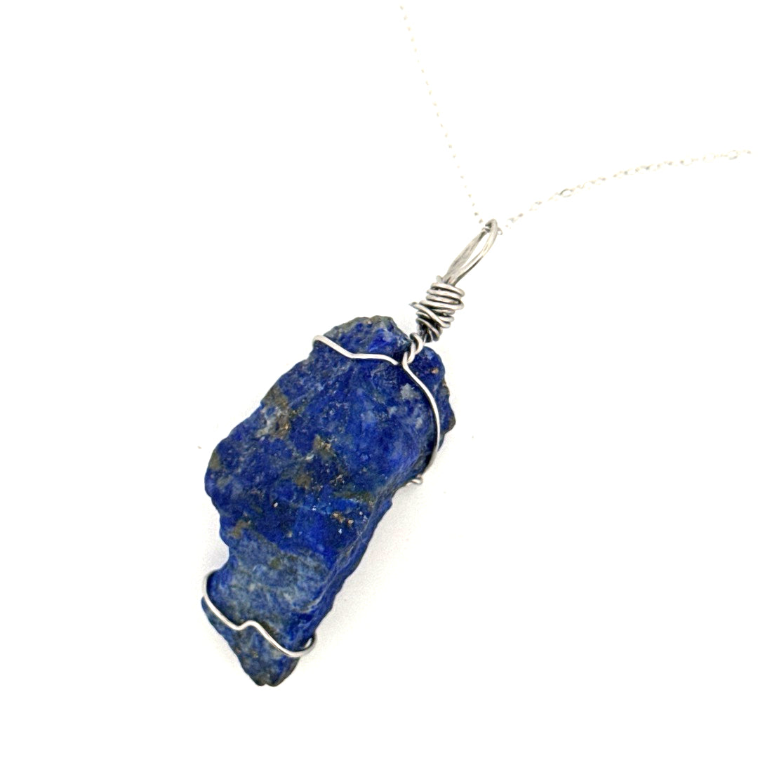 Raw Lapis Lazuli Handmade Necklace on S925 Chain
