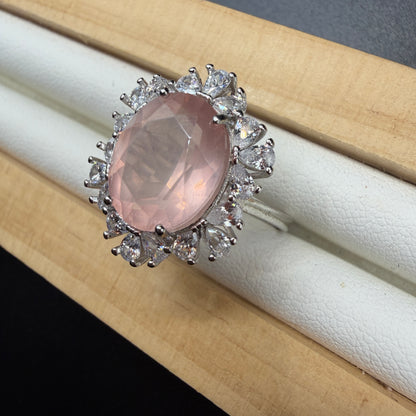 Rose Quartz S925 Adjustable Ring