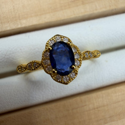 Sapphire Gold S925 Certified Adjustable Ring