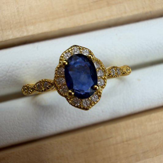 Sapphire Gold S925 Certified Adjustable Ring