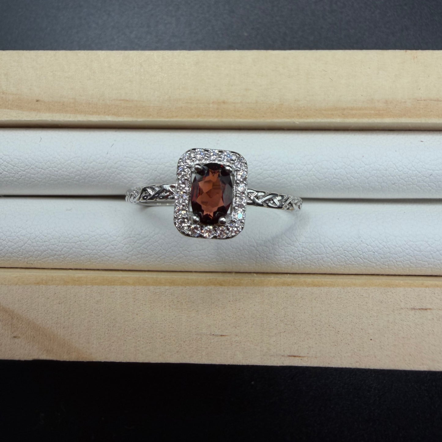 Garnet Heart S925 Adjustable Ring