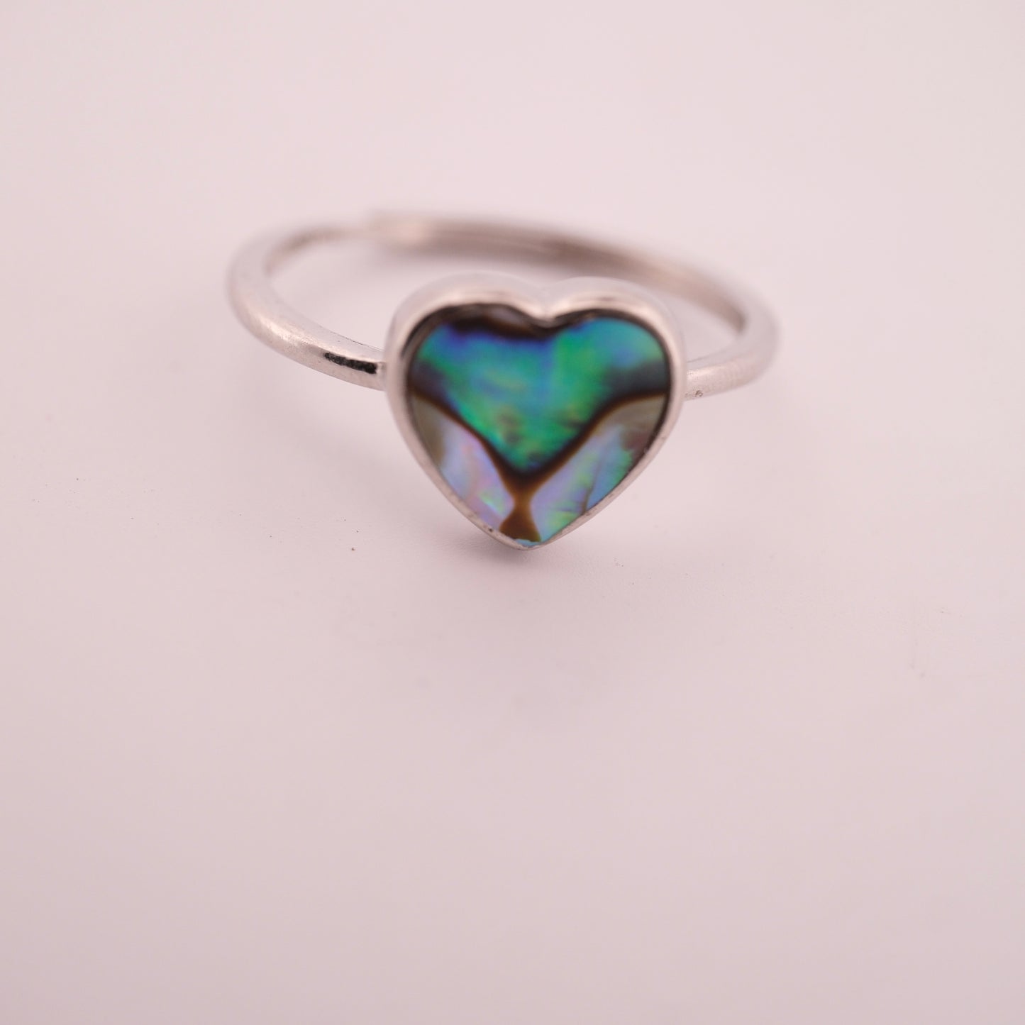 Heart Abalone Shell S925 Adjustable Ring