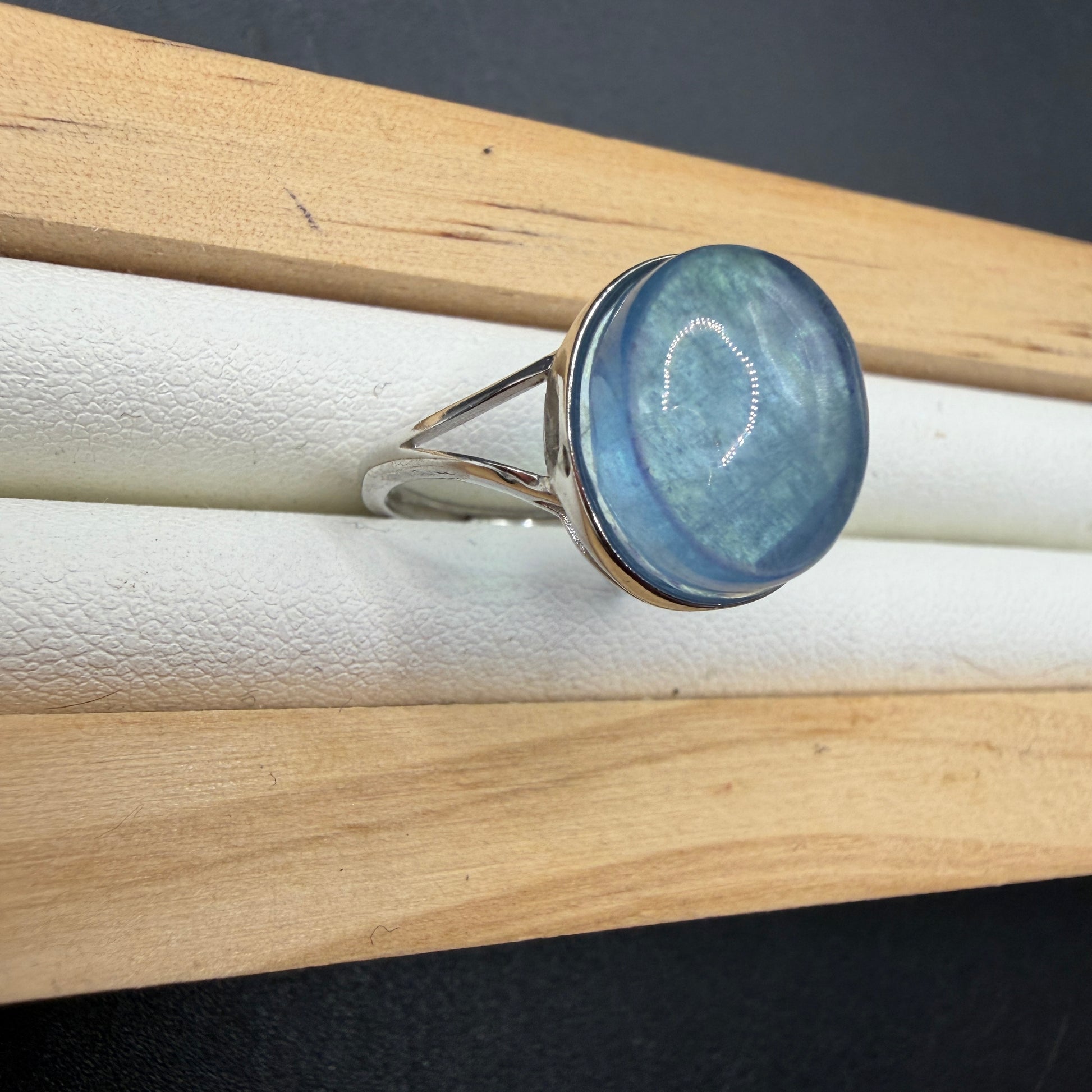 Aquamarine S925 Adjustable Ring