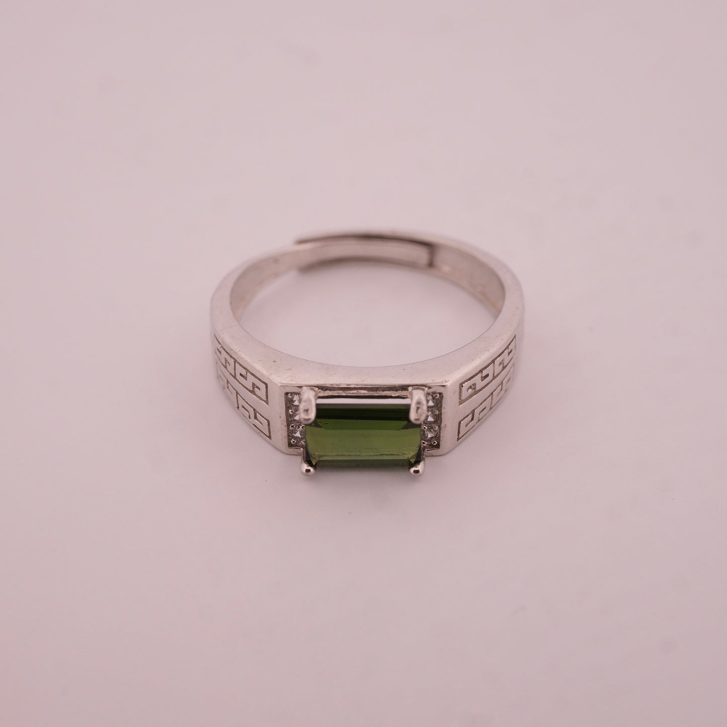 Green Tourmaline S925 Adjustable Ring