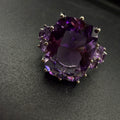 Amethyst Statement S925 Certified Adjustable Ring