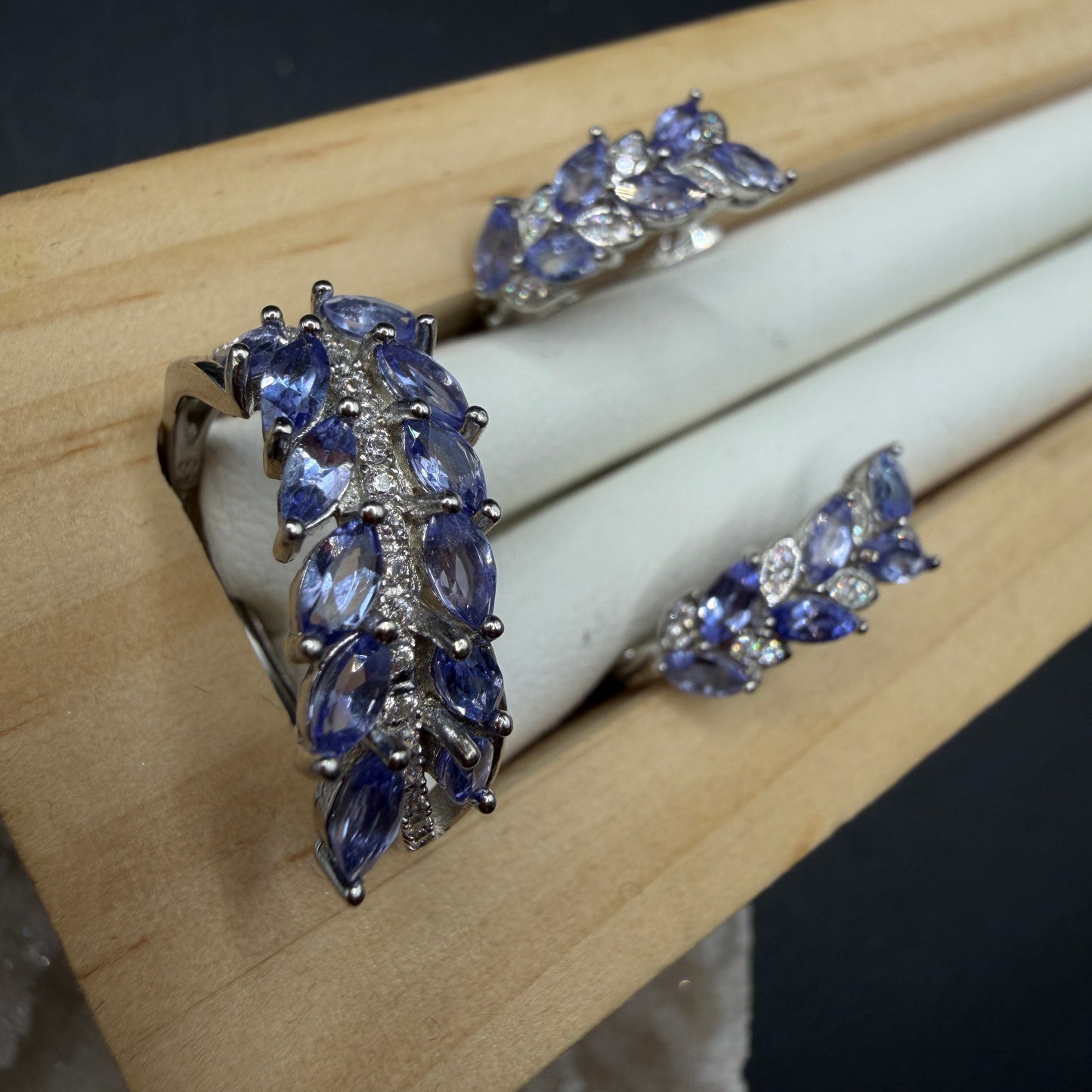 Tanzanite Leaf Earrings and Necklace S925 Certified Set