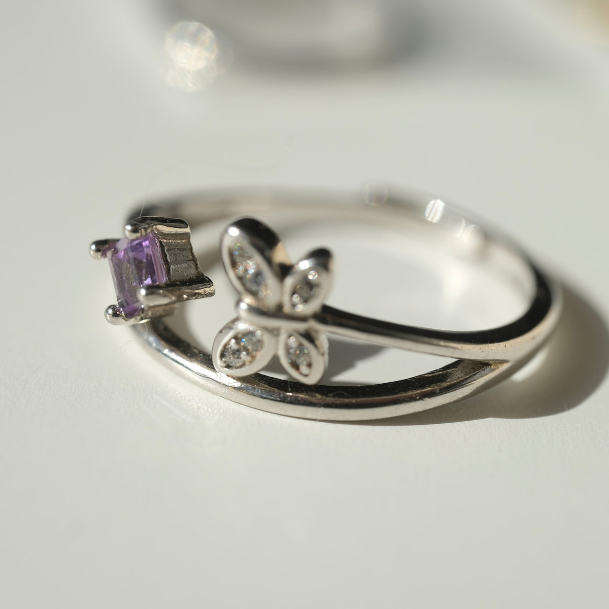 Amethyst Butterfly S925 Adjustable Ring | Peace | Clarity | Spiritual Connection