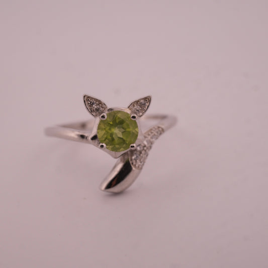 Peridot Fox S925 Adjustable Ring