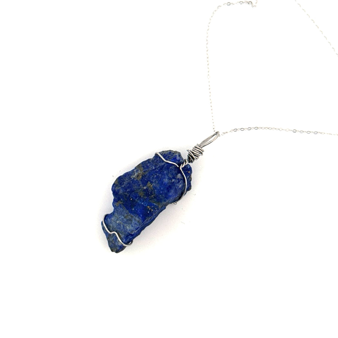 Raw Lapis Lazuli Handmade Necklace on S925 Chain
