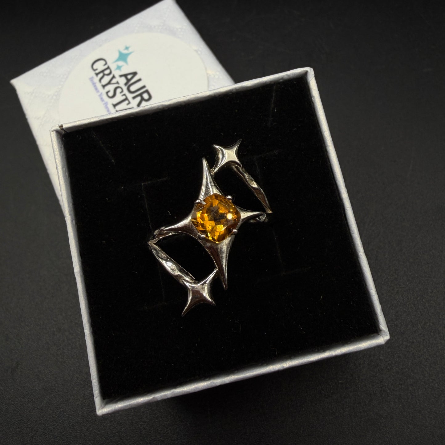 Citrine Star S925 Certified Adjustable Ring