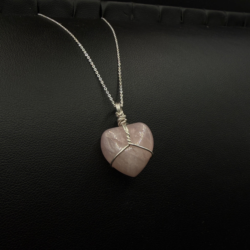 Rose Quartz Heart Handmade S925 Necklace