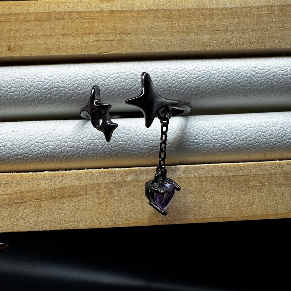 Amethyst Drop Star S925 Halloween Ring
