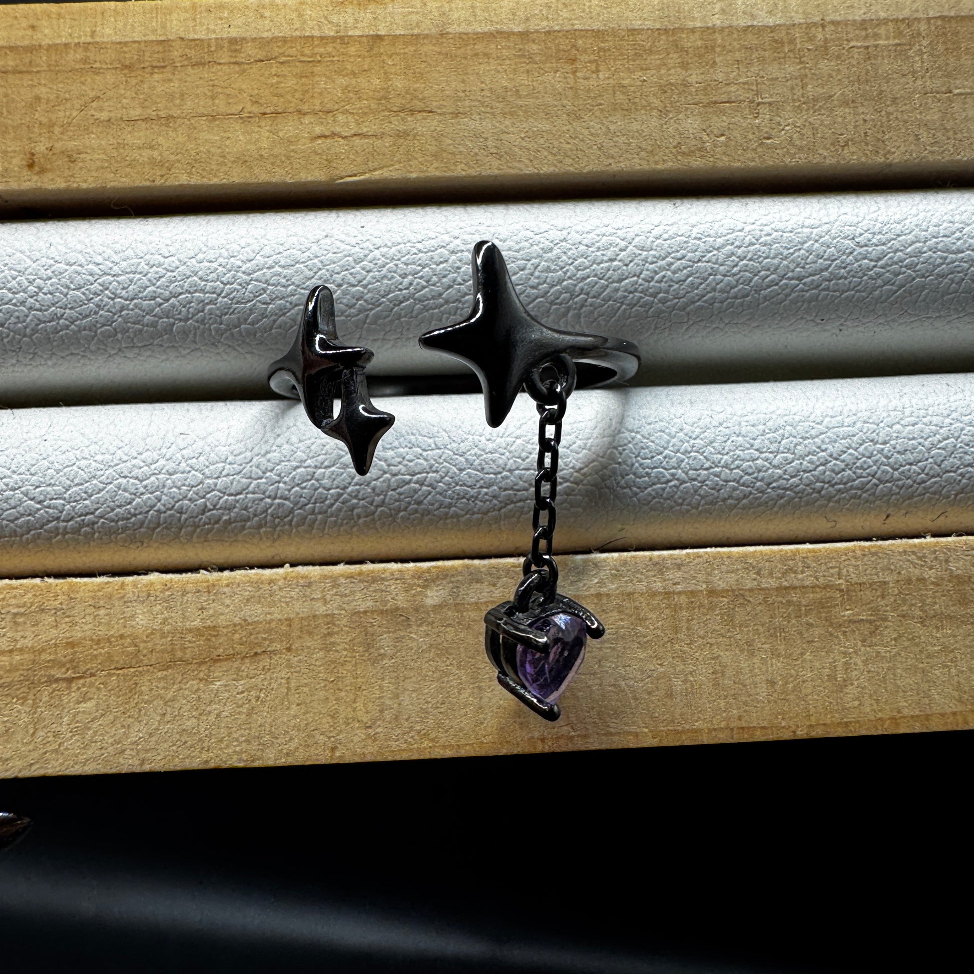 Amethyst Drop Star S925 Halloween Ring
