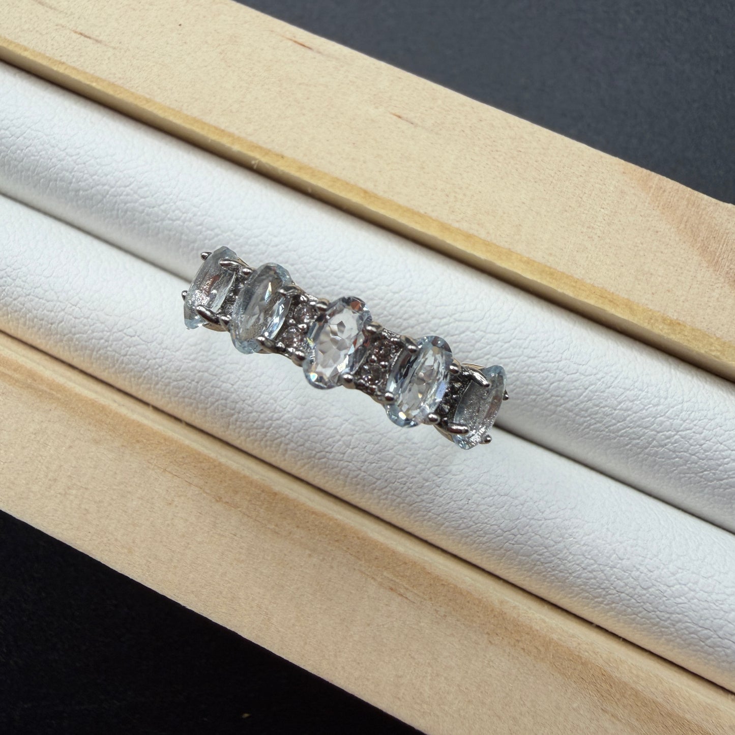 Aquamarine S925 Adjustable Ring