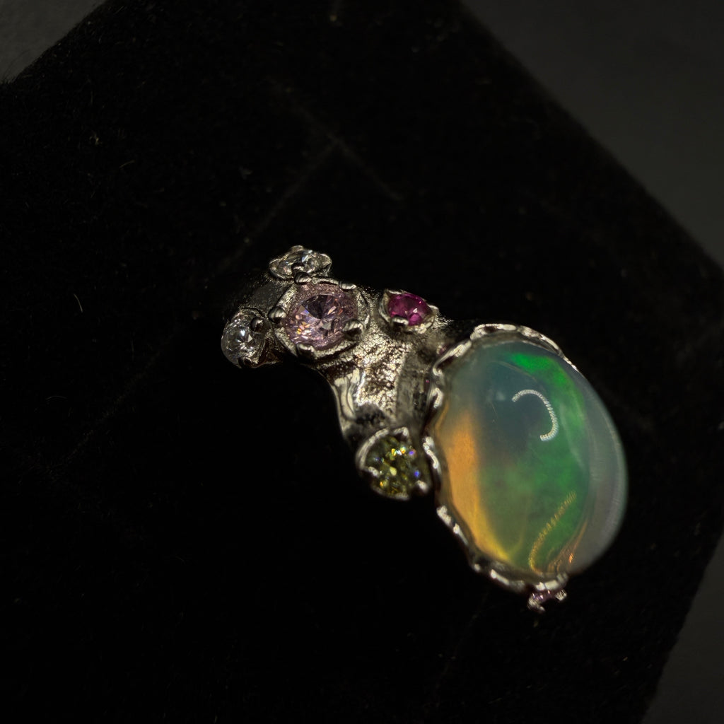 Opal Multi Gem S925 Certified Adjustable Ring