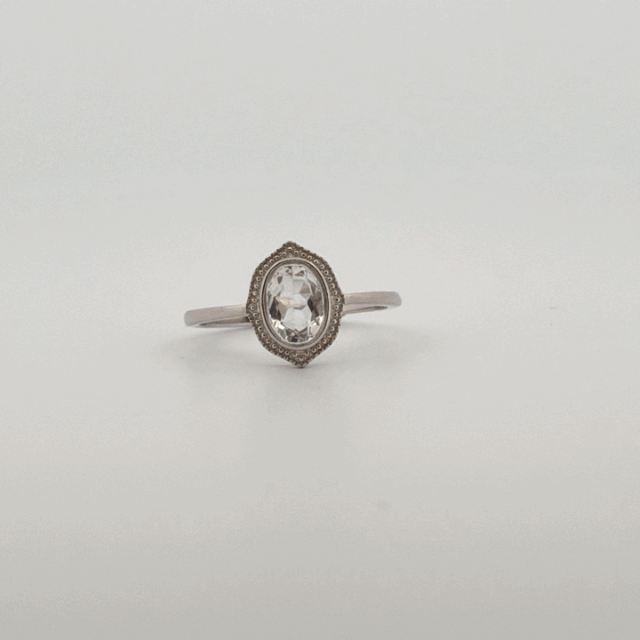 Clear Quartz S925 Adjustable Ring