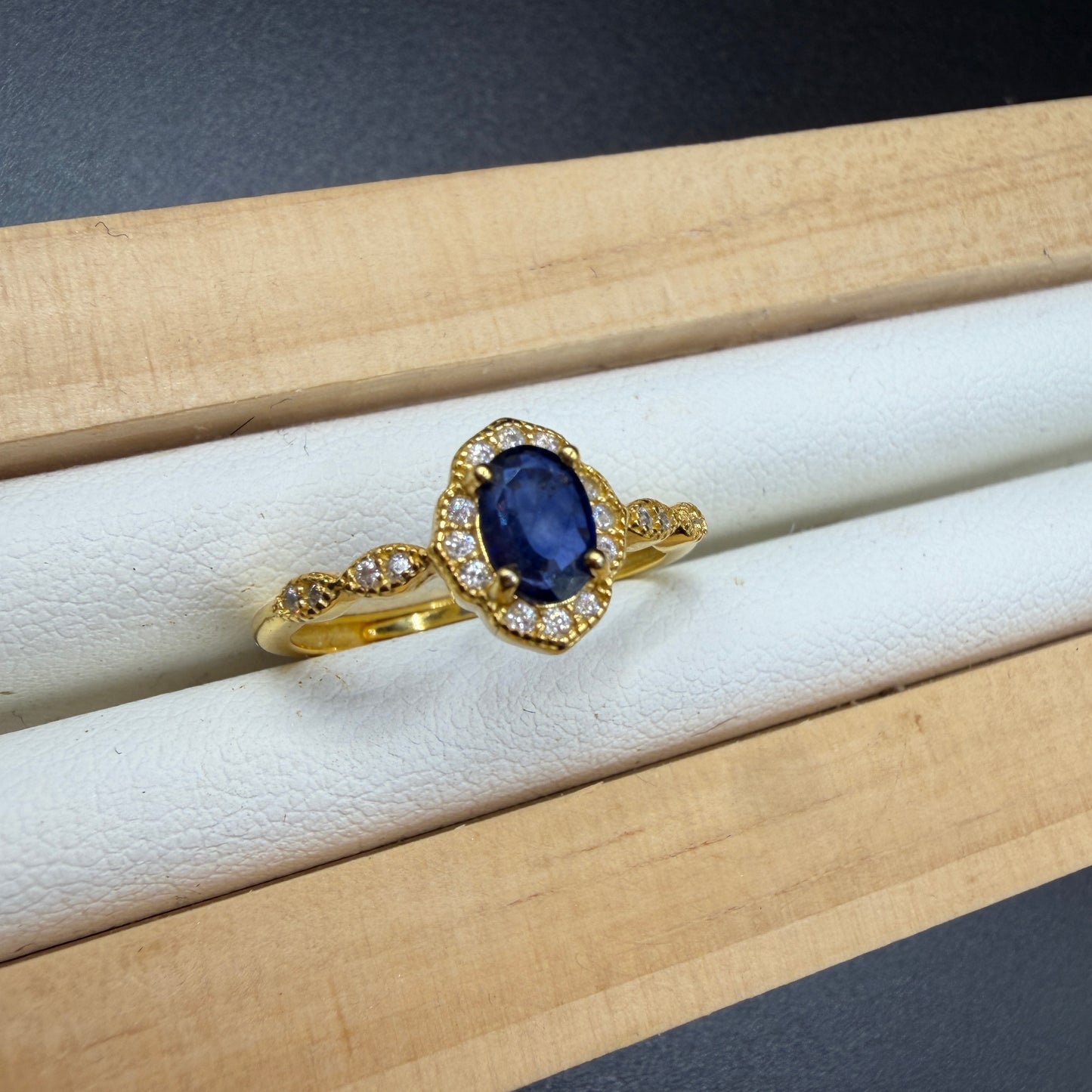 Sapphire Gold S925 Certified Adjustable Ring