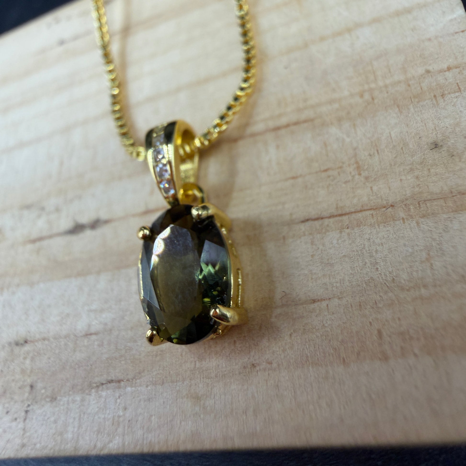 Moldavite Gold Certified Necklace