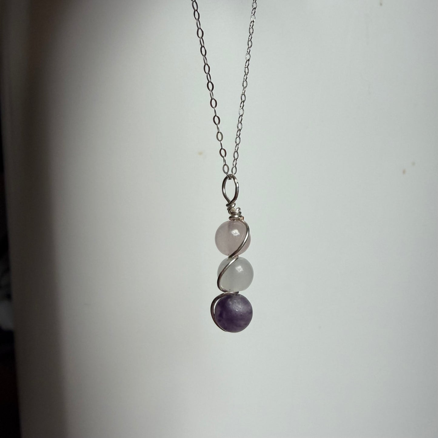 Pure Presence Rose Quartz Moonstone and Lepidolite Handmade Necklace
