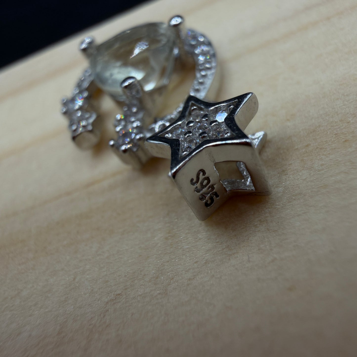 Libyan Desert Glass Moon and Star S925 Certified Necklace