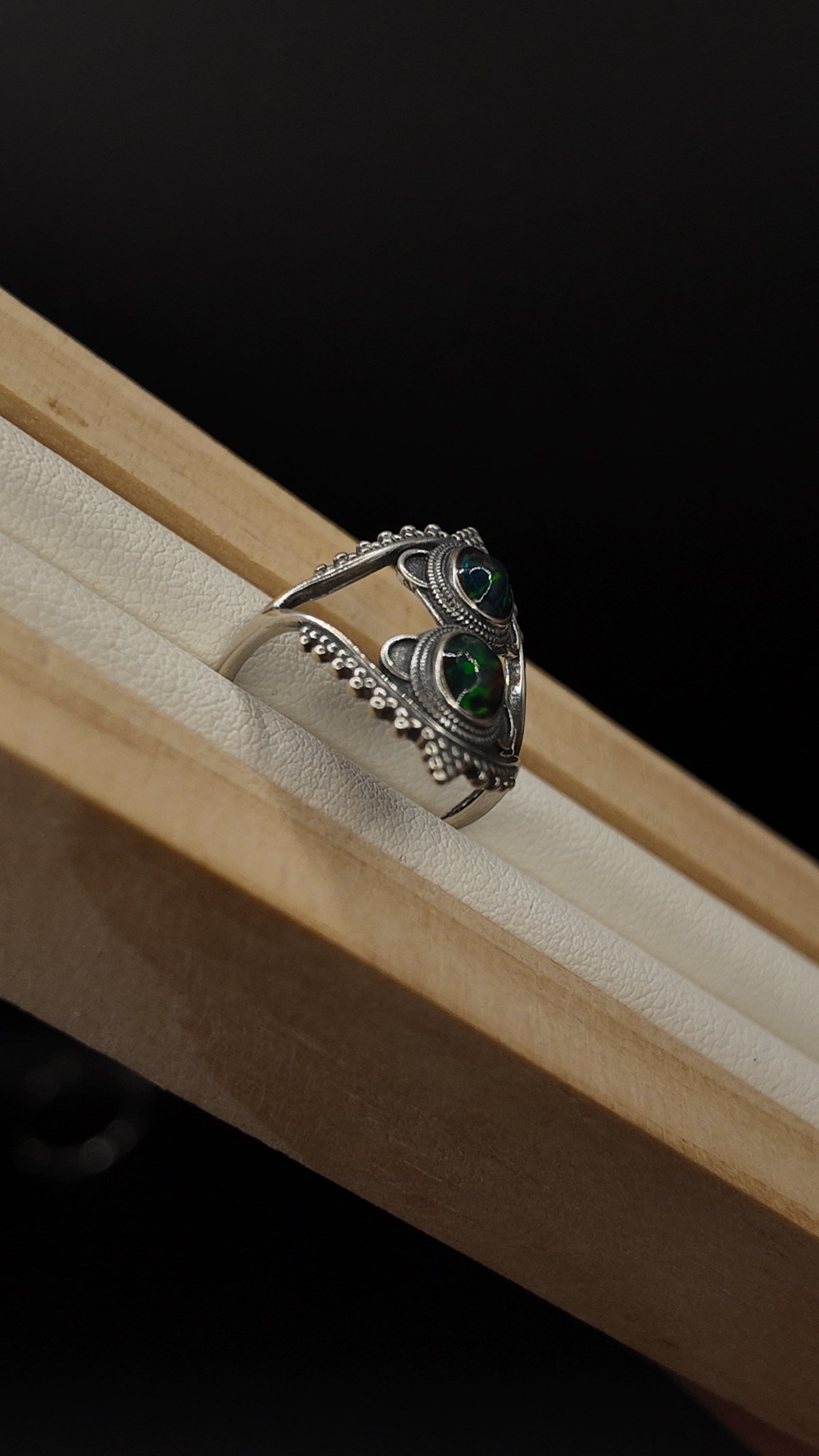 Double Black Opal Ring