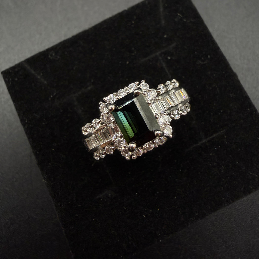 Green Tourmaline S925 Certified Adjustable Ring