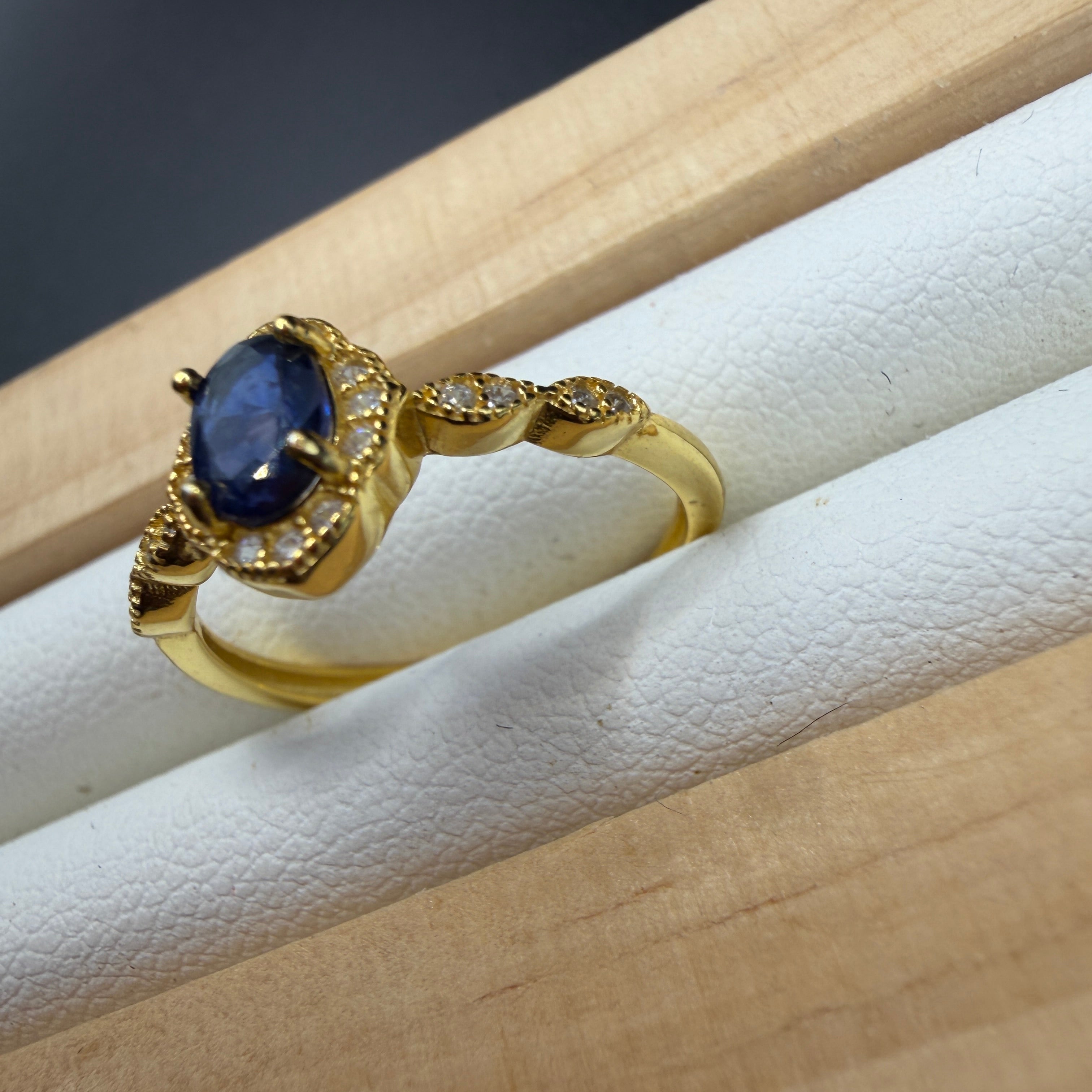 Sapphire Gold S925 Certified Adjustable Ring
