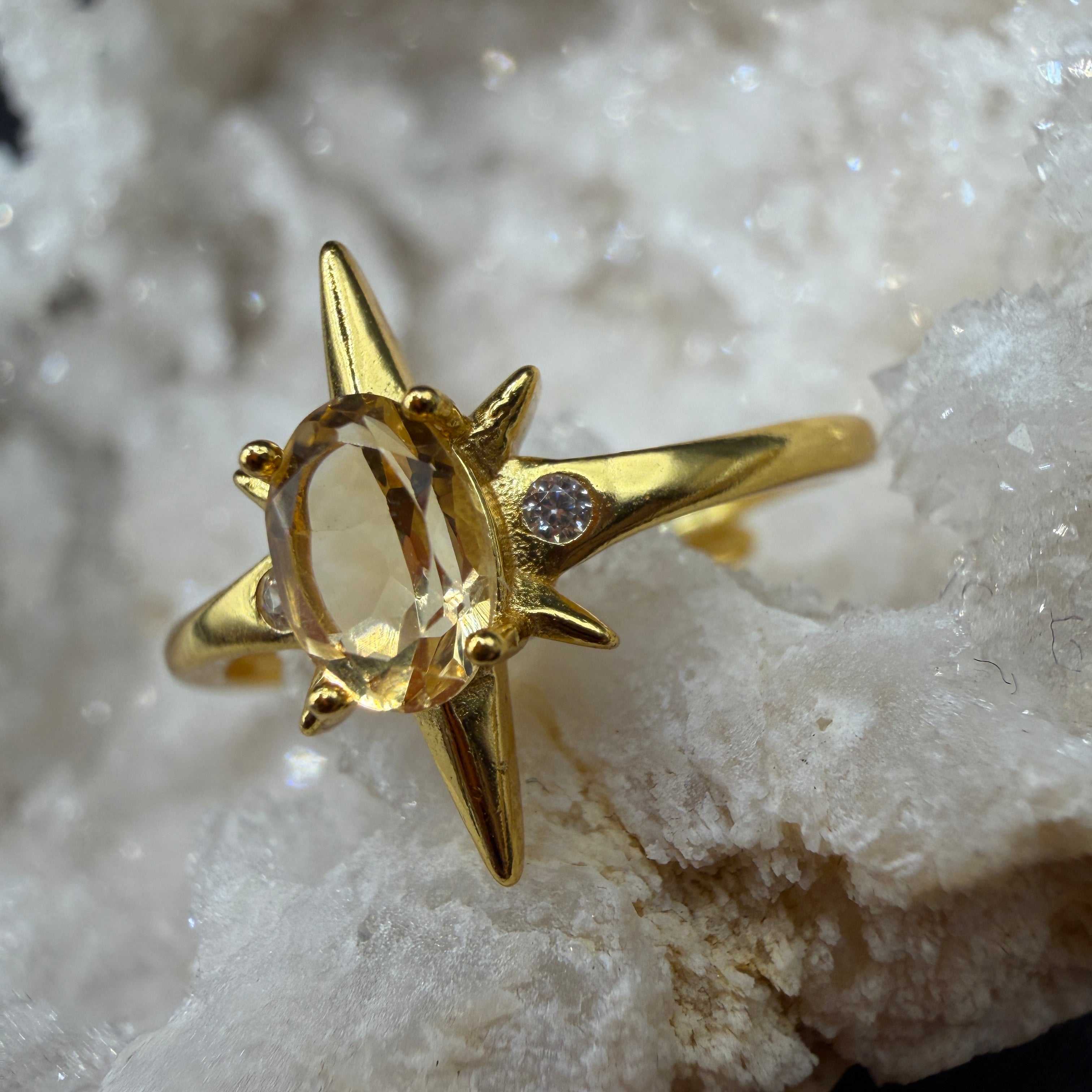 Citrine S925 Adjustable Ring