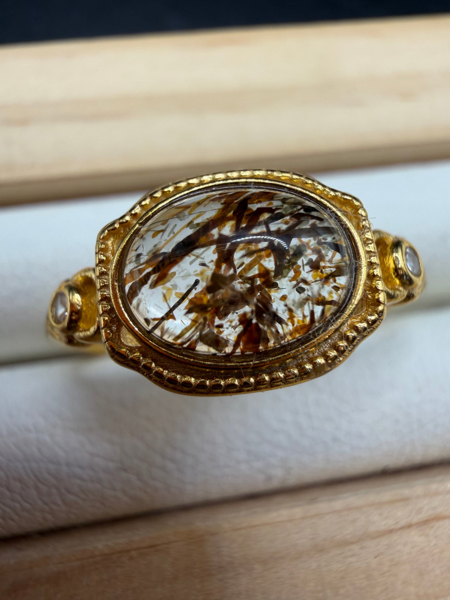 Golden Rutile S925 Adjustable Ring