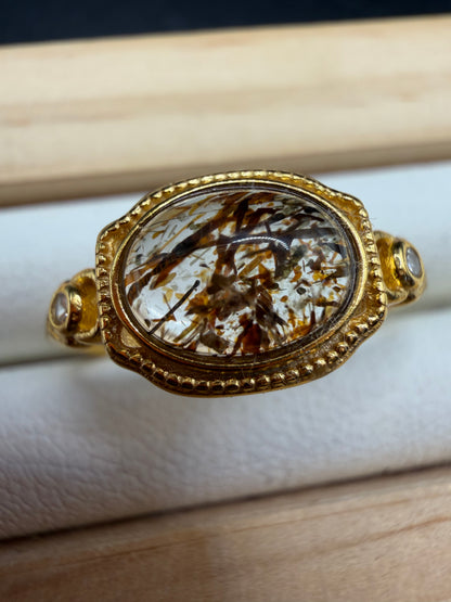 Golden Rutile S925 Adjustable Ring