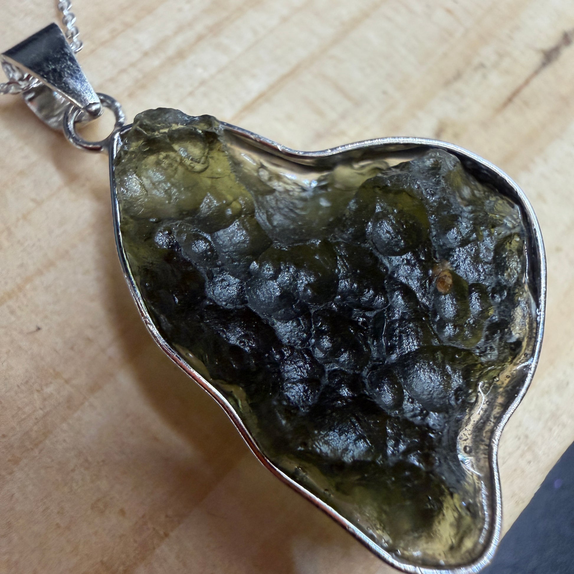 Raw Moldavite S925 Certified Necklace