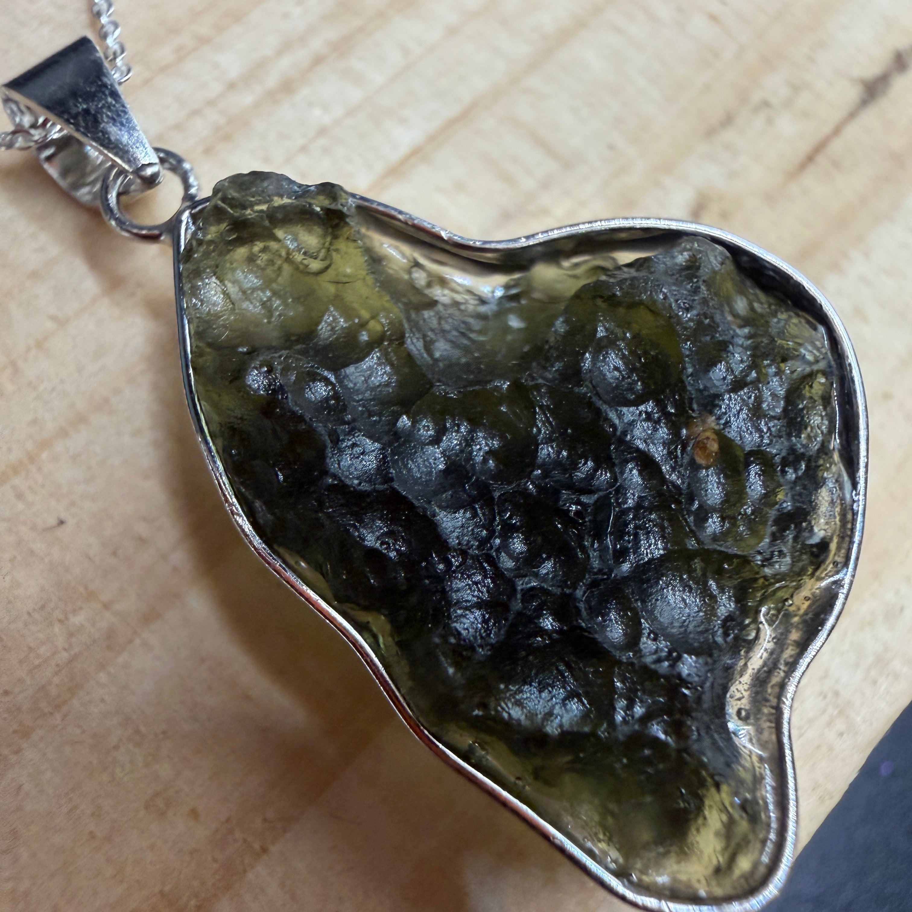 Raw Moldavite S925 Certified Necklace