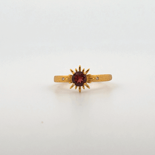 Garnet Gold S925 Adjustable Ring