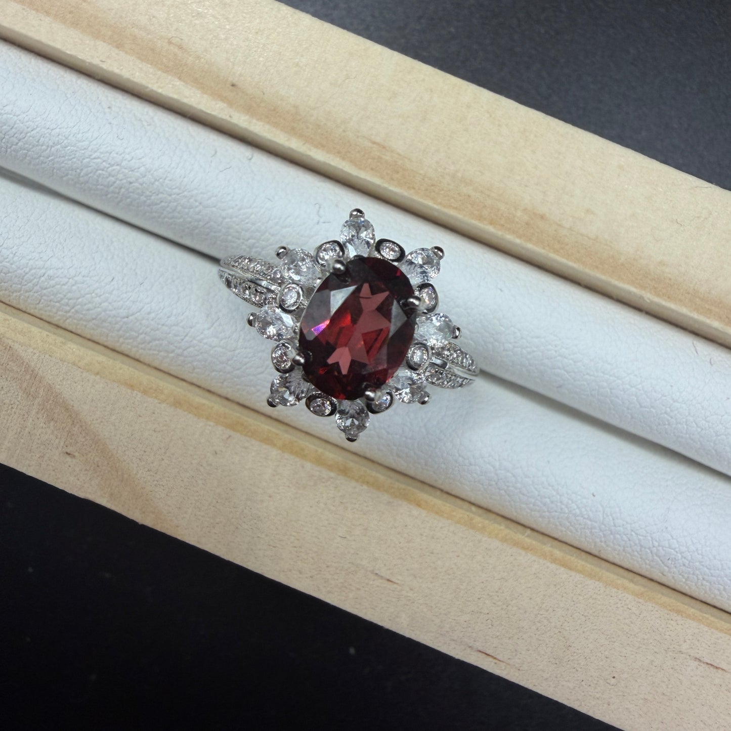 Garnet S925 Adjustable Ring