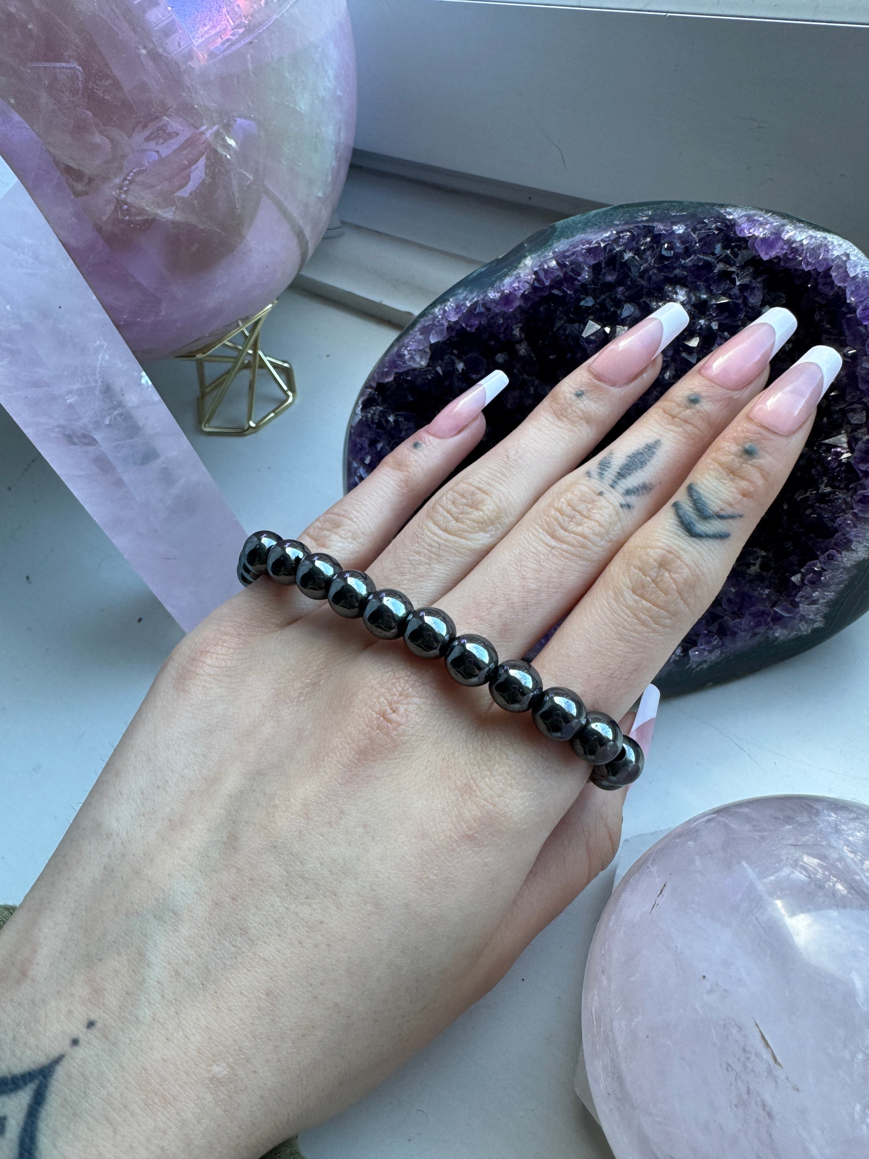 Large Bead Hematite Bracelet