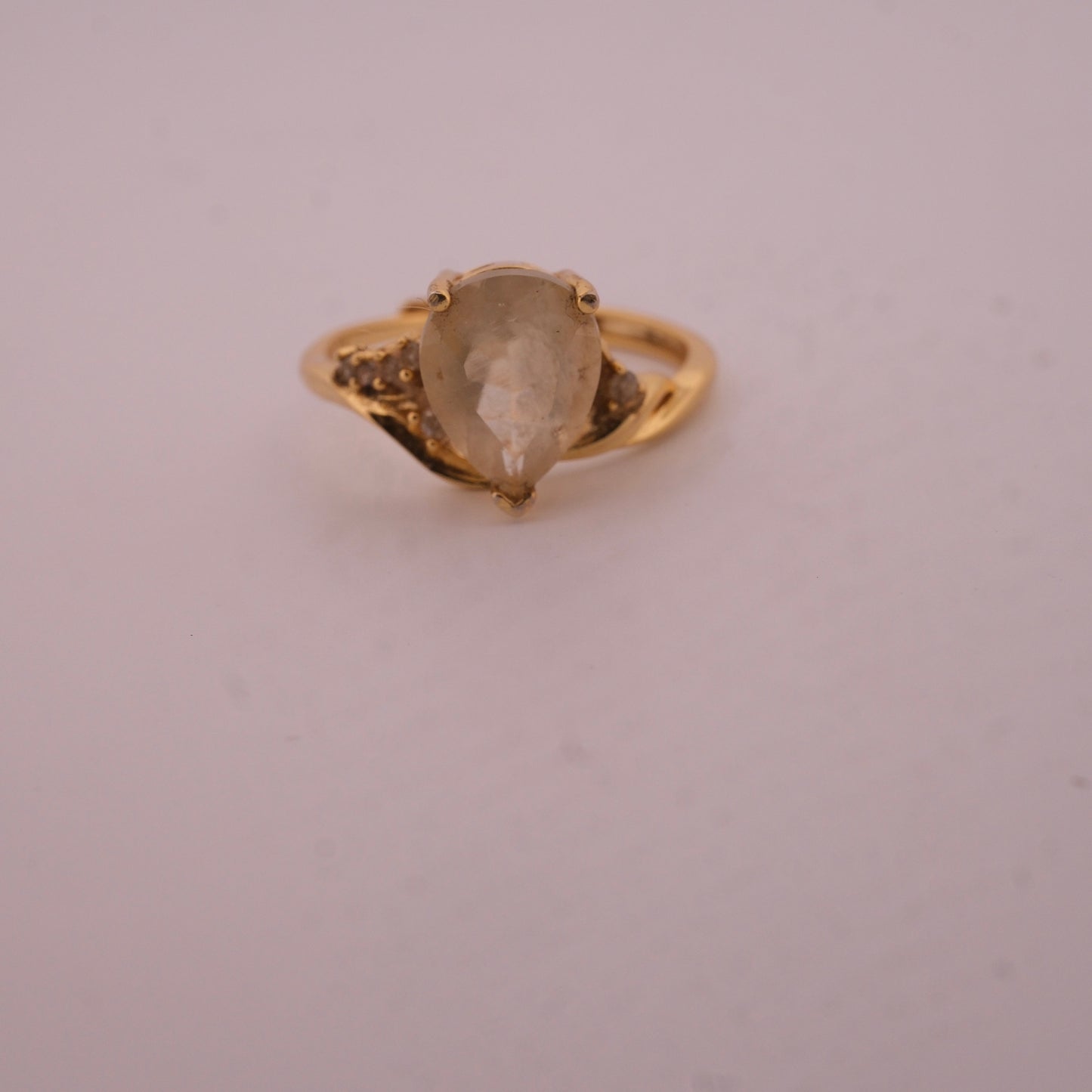 Libyan Desert Glass Teardrop Gold S925 Certified Adjustable Ring