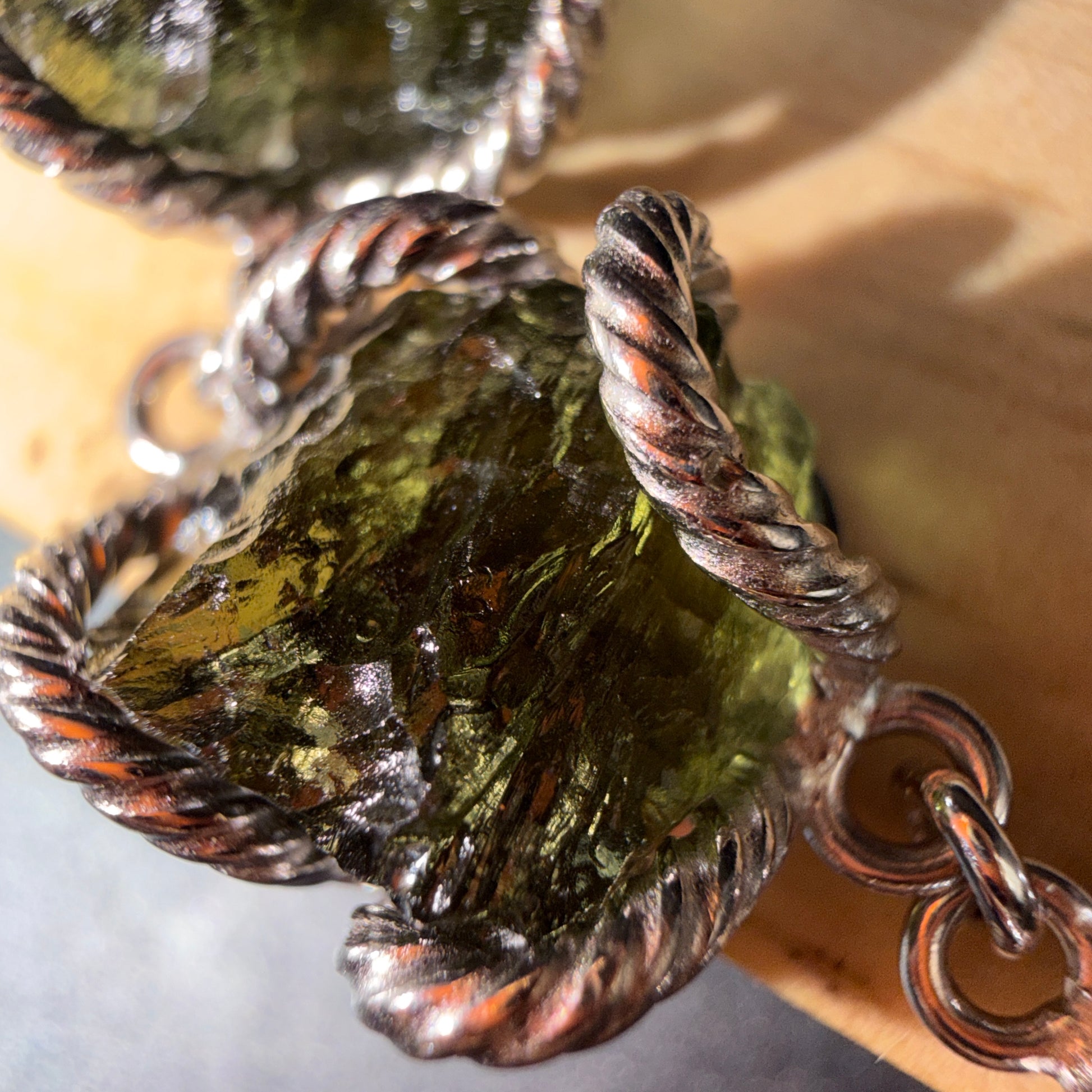 Raw Moldavite S925 Certified Bracelet