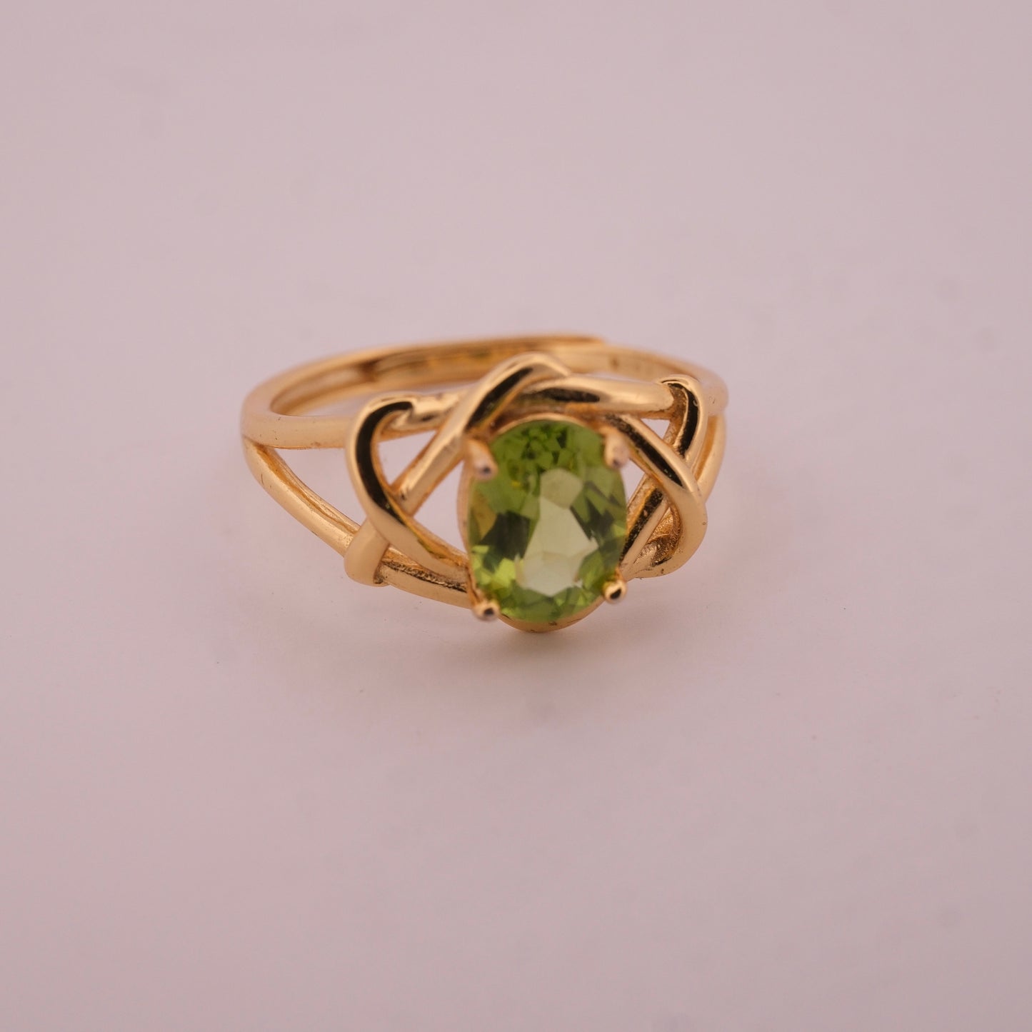 Peridot S925 Adjustable Gold Ring