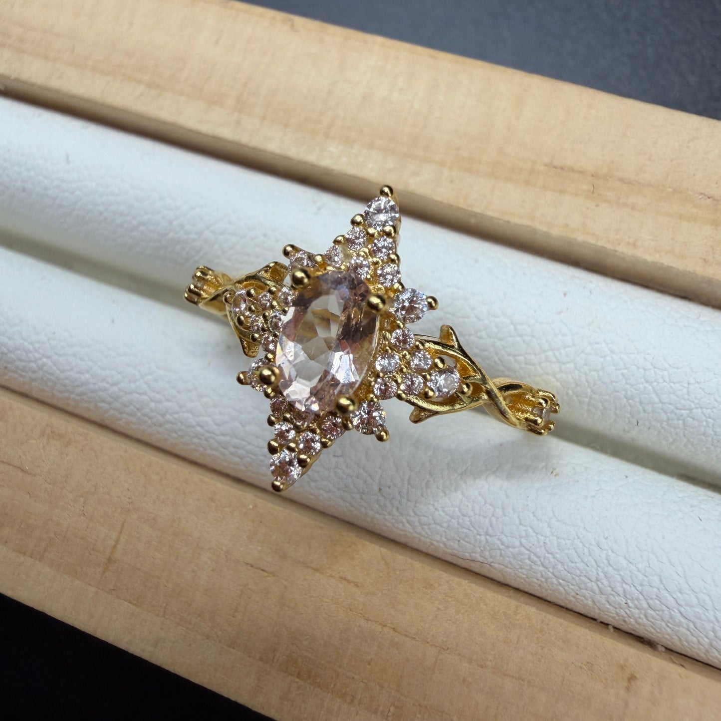 Rose Quartz Star S925 Adjustable Ring