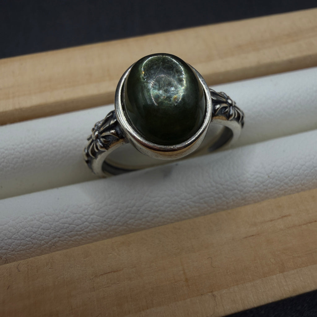 Green Mica S925 Adjustable Ring