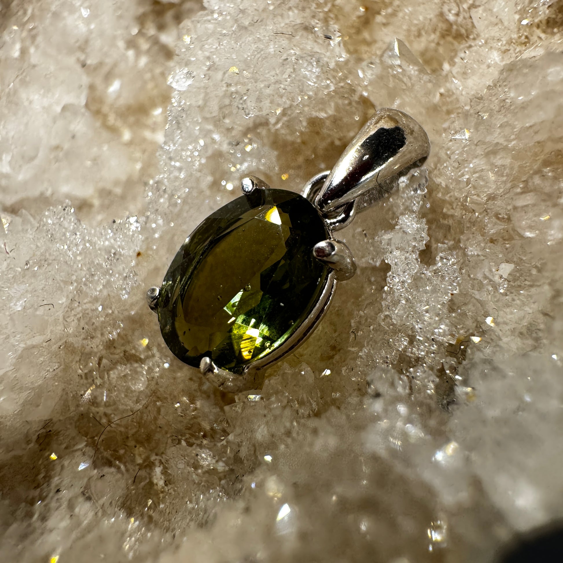 Moldavite Oval Certified S925 Necklace