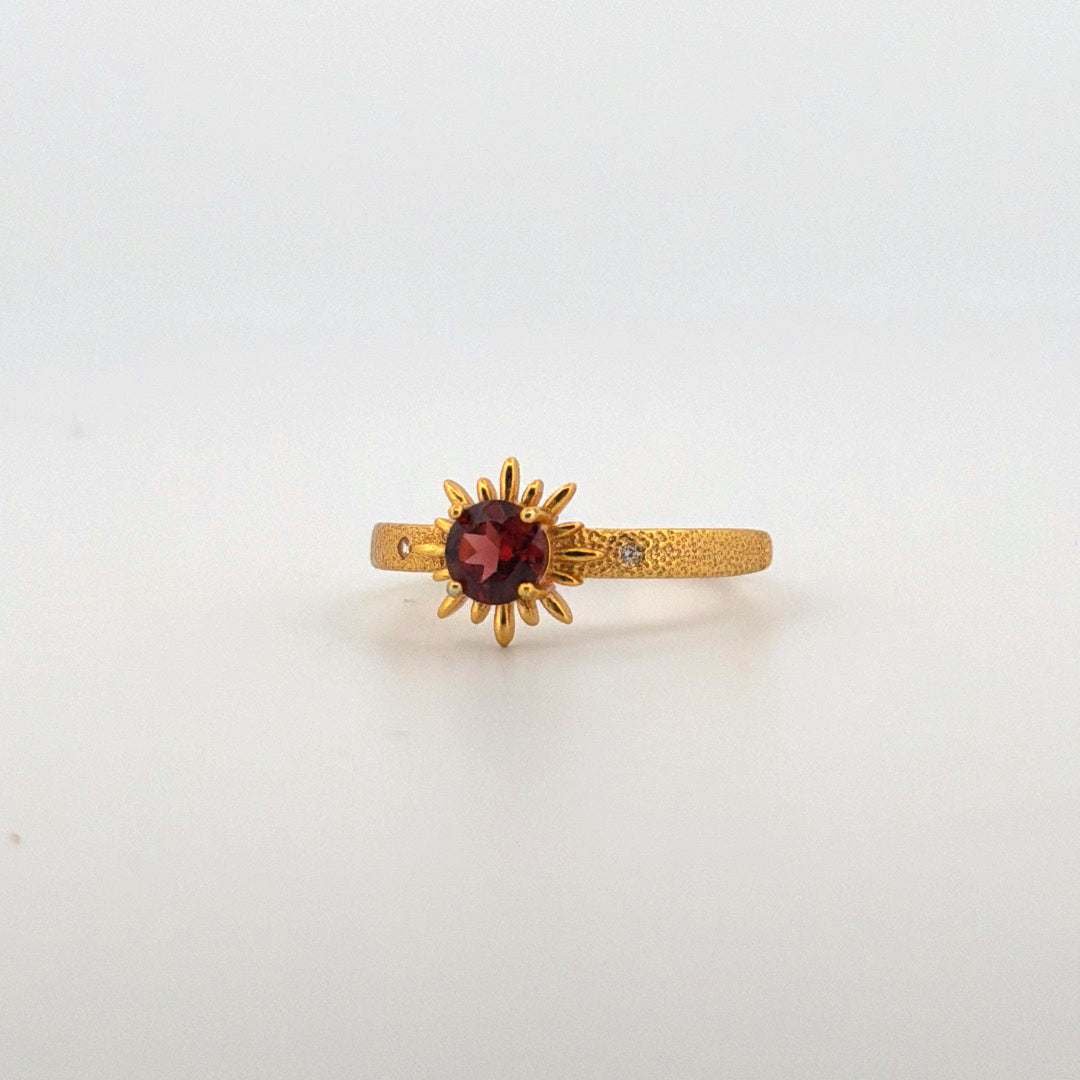 Garnet Gold S925 Adjustable Ring
