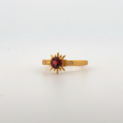 Garnet Gold S925 Adjustable Ring